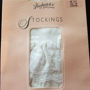Vintage White Lace Top Stockings - One Size